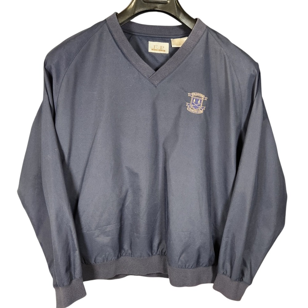 EP Pro Womens Golf Windbreaker Pullover L Navy V Neck Country Club Jacket
